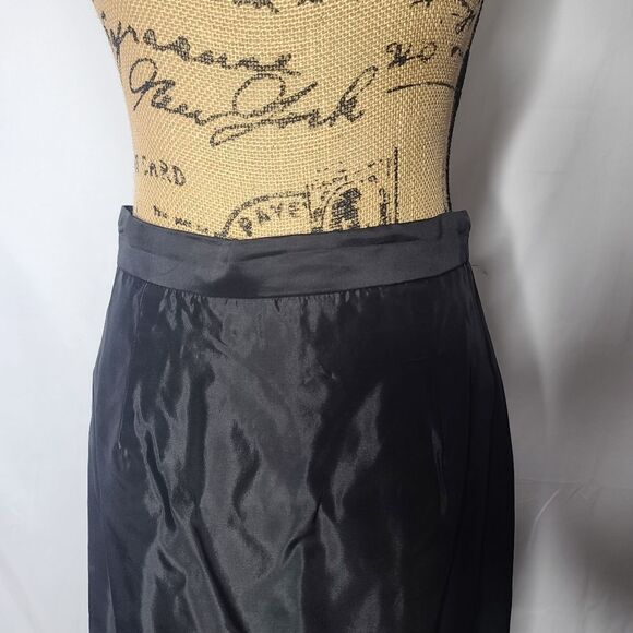 Vintage 90s Black Grunge Maxi Skirt High Waisted High Slit - Picture 5 of 15